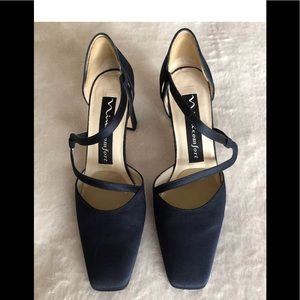 Nina Comfort Navy Lustre Satin Heels